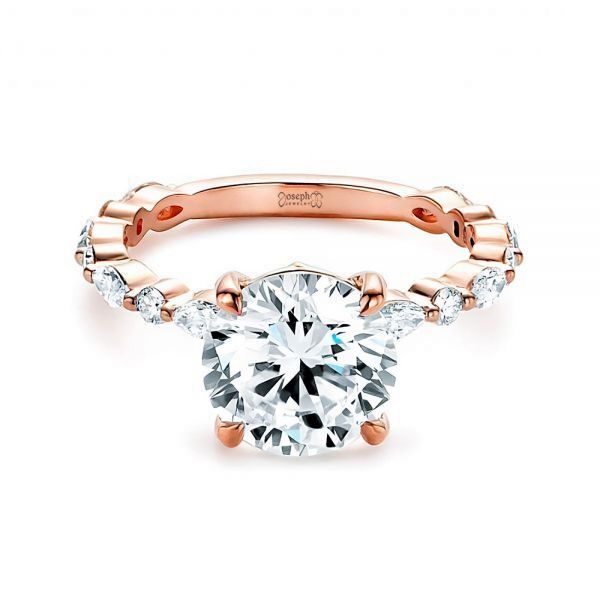 14k Rose Gold 14k Rose Gold Diamond Engagement Ring - Flat View -  106861