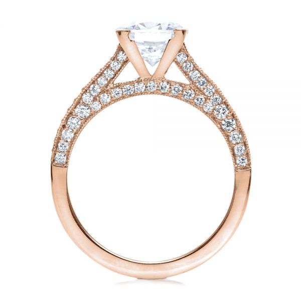 18k Rose Gold 18k Rose Gold Diamond Engagement Ring - Front View -  196