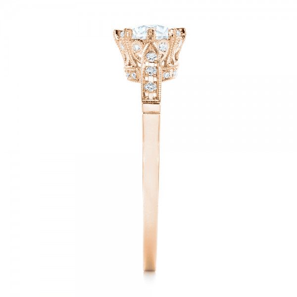 18k Rose Gold 18k Rose Gold Diamond Engagement Ring - Side View - 102672