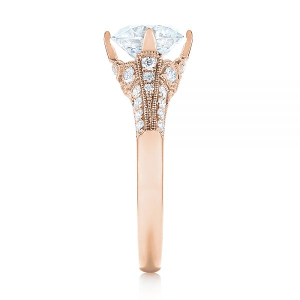 18k Rose Gold 18k Rose Gold Diamond Engagement Ring - Side View -  103686