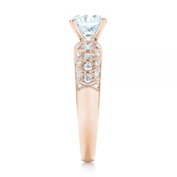 18k Rose Gold 18k Rose Gold Diamond Engagement Ring - Side View -  103836