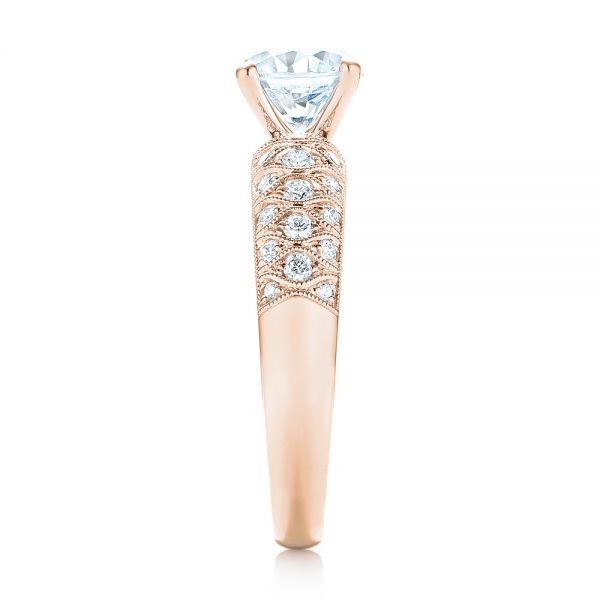 18k Rose Gold 18k Rose Gold Diamond Engagement Ring - Side View - 103836