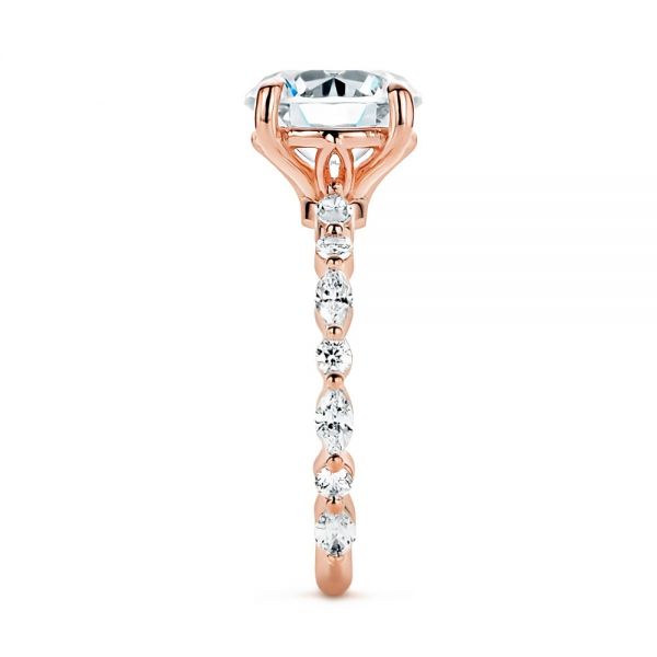 18k Rose Gold 18k Rose Gold Diamond Engagement Ring - Side View -  106861