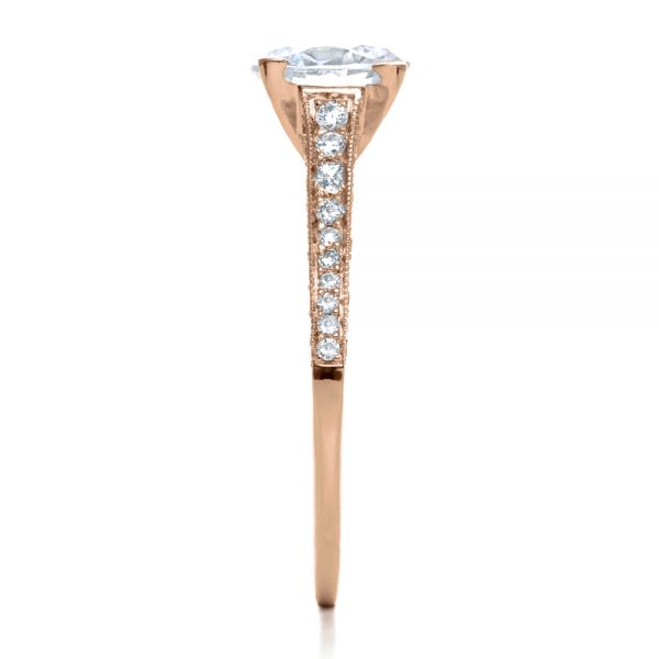 18k Rose Gold 18k Rose Gold Diamond Engagement Ring - Side View -  196