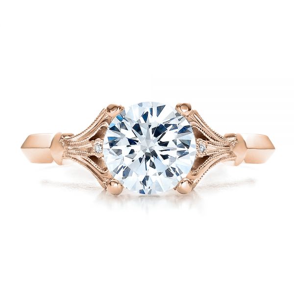 14k Rose Gold 14k Rose Gold Diamond Engagement Ring - Top View -  100100