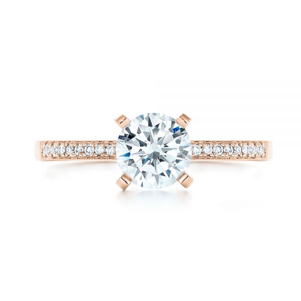 18k Rose Gold 18k Rose Gold Diamond Engagement Ring - Top View -  102585