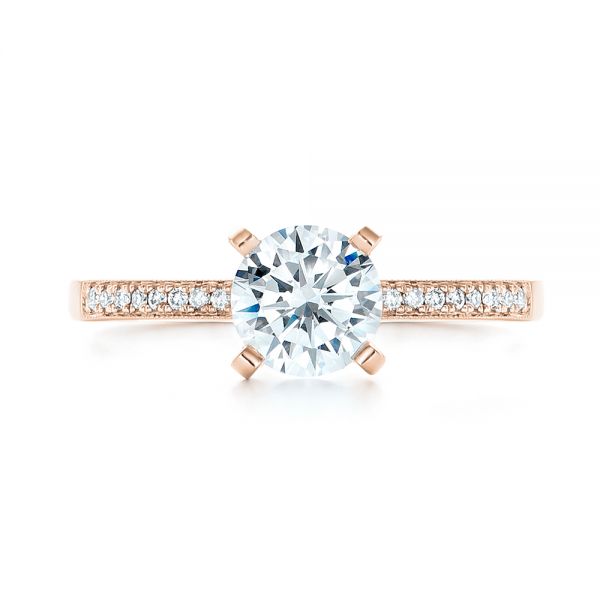 14k Rose Gold 14k Rose Gold Diamond Engagement Ring - Top View - 102585