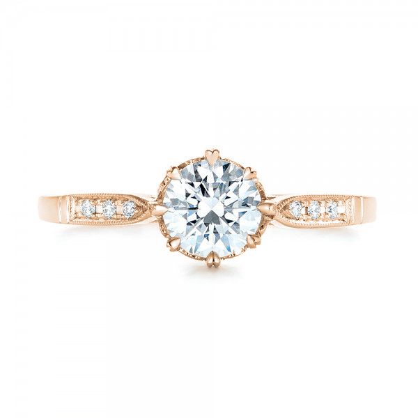 18k Rose Gold 18k Rose Gold Diamond Engagement Ring - Top View -  102672