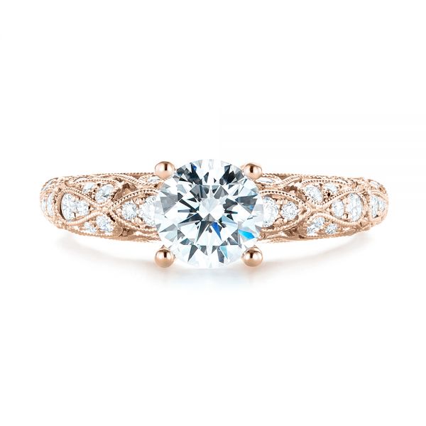 14k Rose Gold 14k Rose Gold Diamond Engagement Ring - Top View -  103063