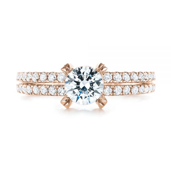 18k Rose Gold 18k Rose Gold Diamond Engagement Ring - Top View -  103085