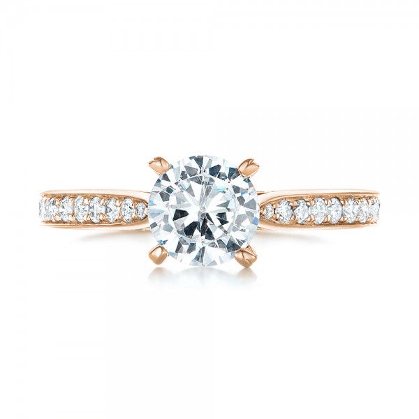 18k Rose Gold 18k Rose Gold Diamond Engagement Ring - Top View - 103086