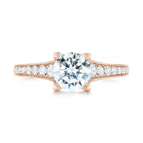18k Rose Gold 18k Rose Gold Diamond Engagement Ring - Top View - 103088