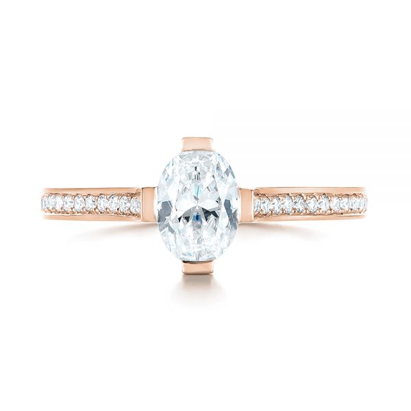 18k Rose Gold 18k Rose Gold Diamond Engagement Ring - Top View -  103266