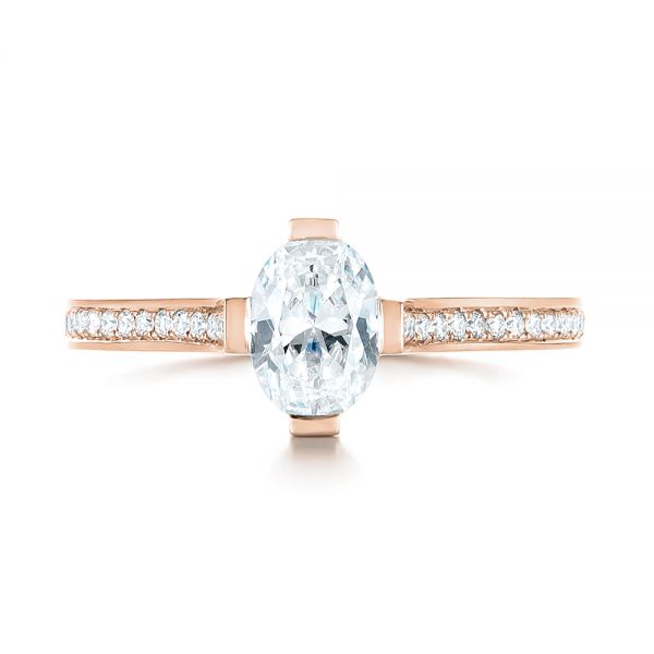18k Rose Gold 18k Rose Gold Diamond Engagement Ring - Top View - 103266