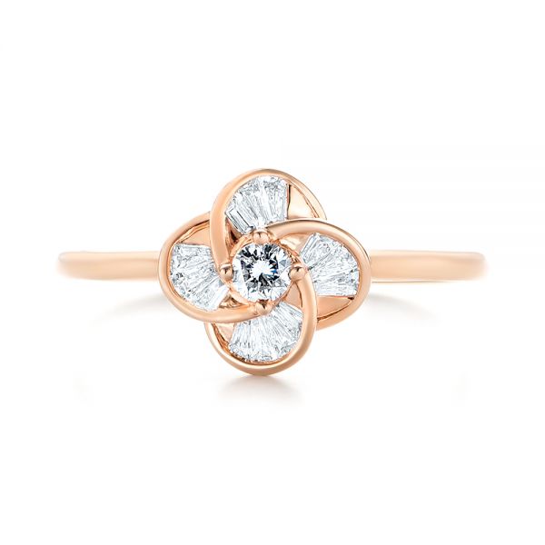 14k Rose Gold Diamond Engagement Ring - Top View -  103675