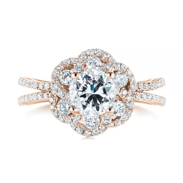 14k Rose Gold 14k Rose Gold Diamond Engagement Ring - Top View -  103678