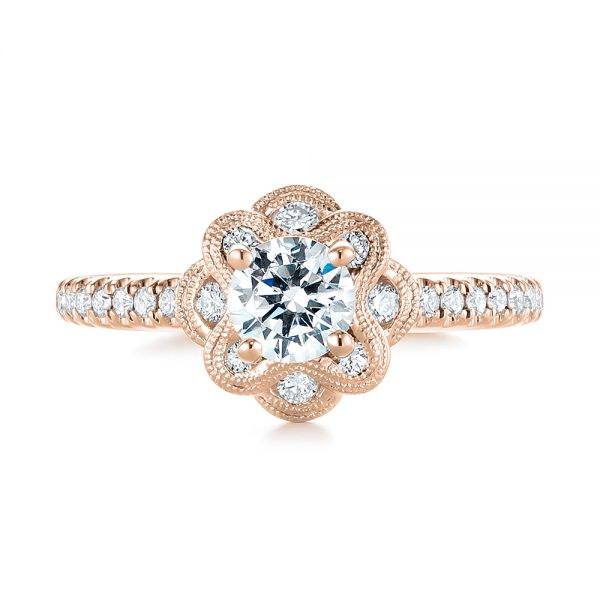 14k Rose Gold 14k Rose Gold Diamond Engagement Ring - Top View -  103680
