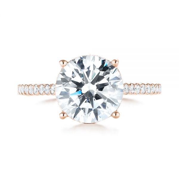 18k Rose Gold 18k Rose Gold Diamond Engagement Ring - Top View -  103714