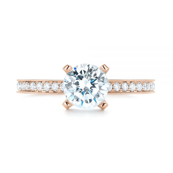 18k Rose Gold 18k Rose Gold Diamond Engagement Ring - Top View -  103832