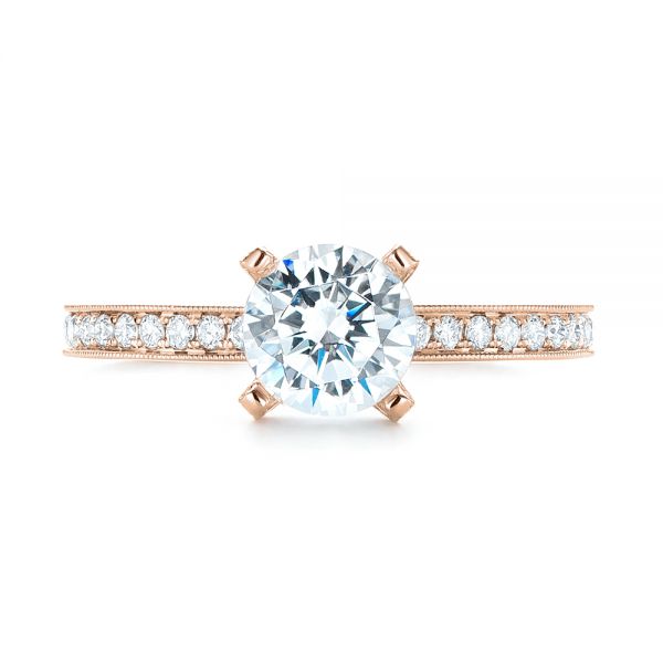 18k Rose Gold 18k Rose Gold Diamond Engagement Ring - Top View - 103832