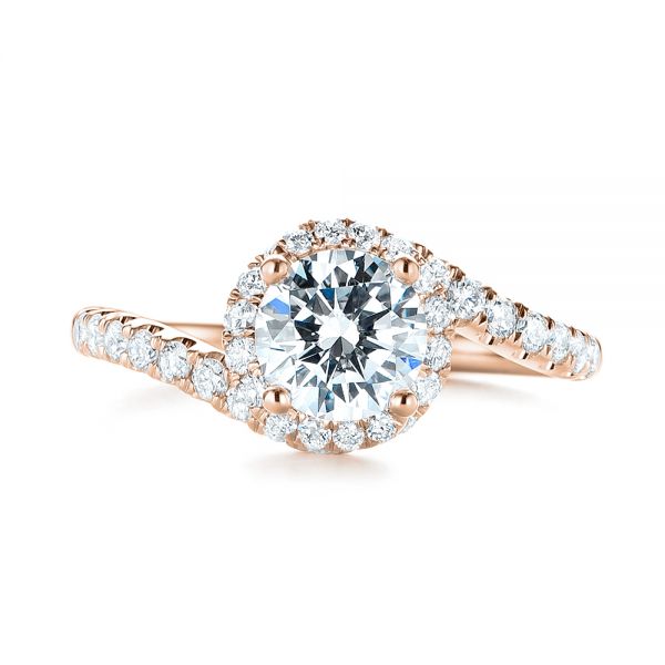 14k Rose Gold 14k Rose Gold Diamond Engagement Ring - Top View - 103833