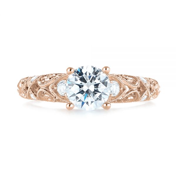14k Rose Gold 14k Rose Gold Diamond Engagement Ring - Top View - 103901