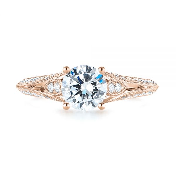 14k Rose Gold 14k Rose Gold Diamond Engagement Ring - Top View - 103902
