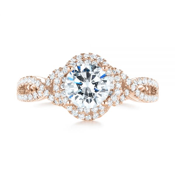 18k Rose Gold 18k Rose Gold Diamond Engagement Ring - Top View -  103903