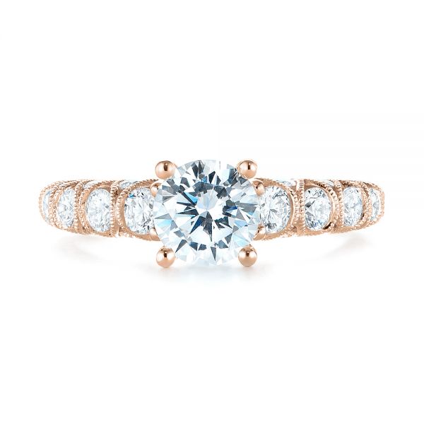 18k Rose Gold 18k Rose Gold Diamond Engagement Ring - Top View -  103905