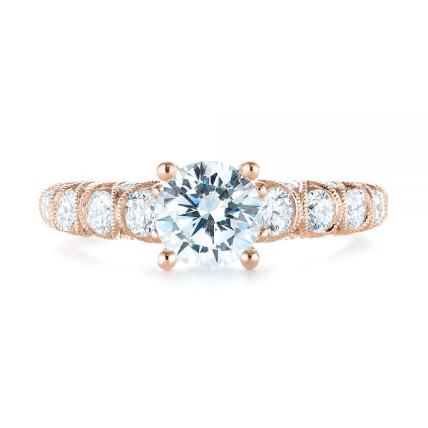 18k Rose Gold 18k Rose Gold Diamond Engagement Ring - Top View - 103905