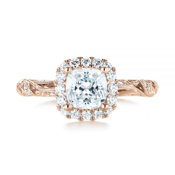 18k Rose Gold 18k Rose Gold Diamond Engagement Ring - Top View -  103908