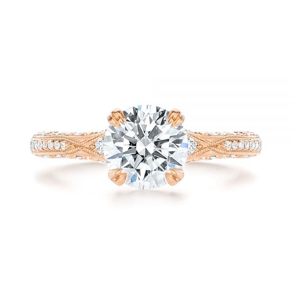 18k Rose Gold 18k Rose Gold Diamond Engagement Ring - Top View -  106644