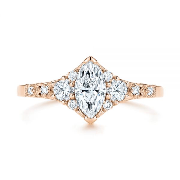 18k Rose Gold 18k Rose Gold Diamond Engagement Ring - Top View -  106659