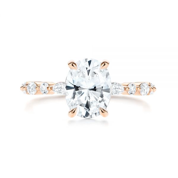 18k Rose Gold 18k Rose Gold Diamond Engagement Ring - Top View -  106727