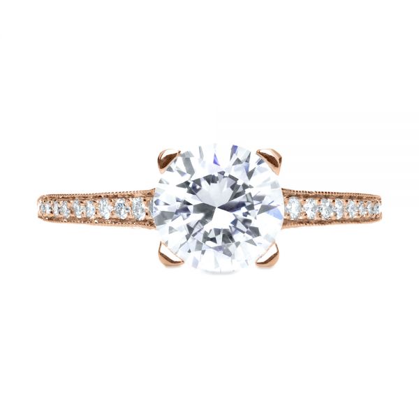 14k Rose Gold 14k Rose Gold Diamond Engagement Ring - Top View -  196