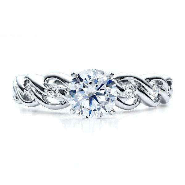 18k White Gold Diamond Engagement Ring - Vanna K - Top View -  1460