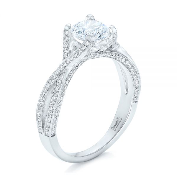 18k White Gold Diamond Engagement Ring - Three-Quarter View -  100365