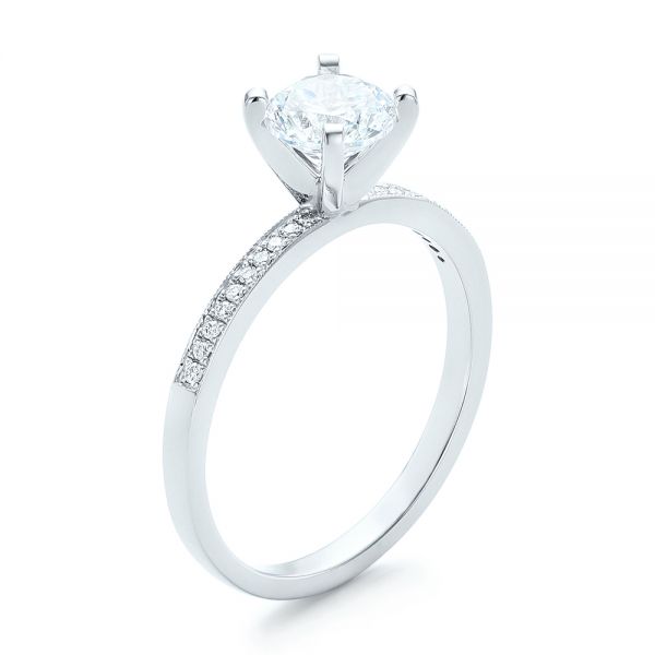 14k White Gold Diamond Engagement Ring - Three-Quarter View -  102585