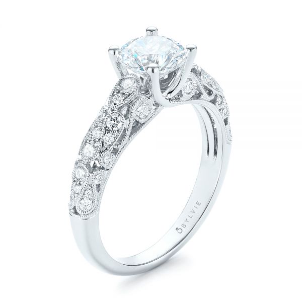 14k White Gold 14k White Gold Diamond Engagement Ring - Three-Quarter View -  103063