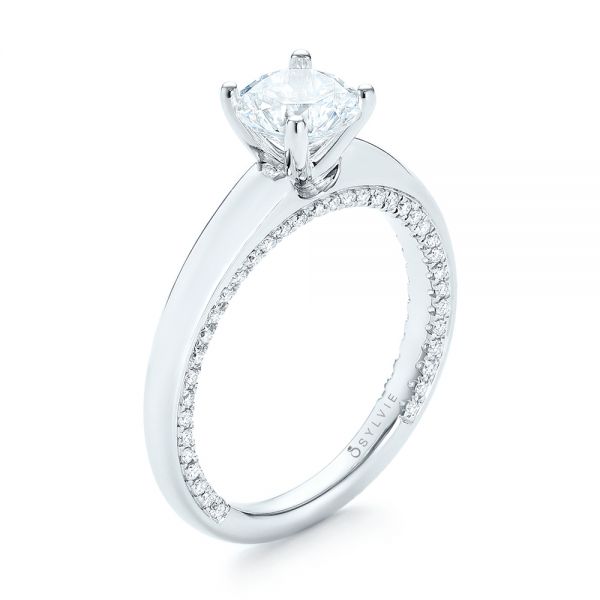 14k White Gold 14k White Gold Diamond Engagement Ring - Three-Quarter View -  103087