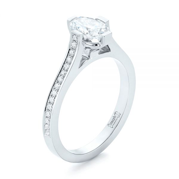 18k White Gold Diamond Engagement Ring - Three-Quarter View -  103266