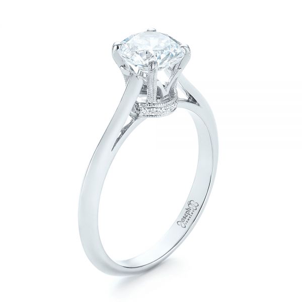 18k White Gold Diamond Engagement Ring - Three-Quarter View -  103319