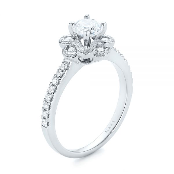 18k White Gold Diamond Engagement Ring - Three-Quarter View -  103680