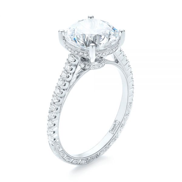 18k White Gold Diamond Engagement Ring - Three-Quarter View -  103714