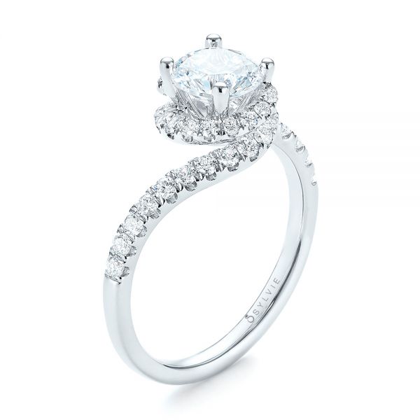 14k White Gold 14k White Gold Diamond Engagement Ring - Three-Quarter View -  103833