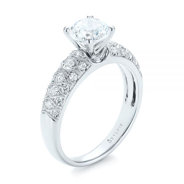  Platinum Platinum Diamond Engagement Ring - Three-Quarter View -  103836