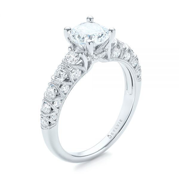 14k White Gold 14k White Gold Diamond Engagement Ring - Three-Quarter View -  103905