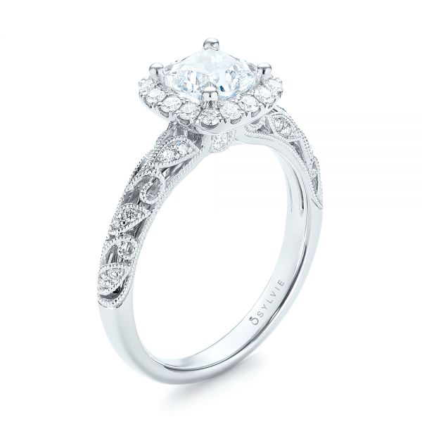 18k White Gold Diamond Engagement Ring - Three-Quarter View -  103908