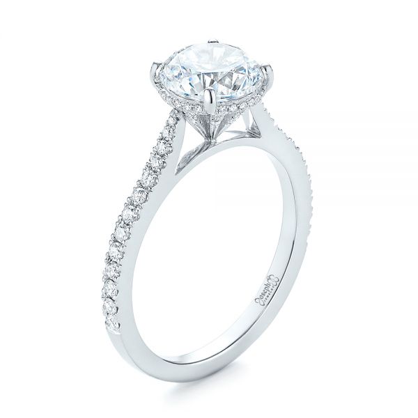 18k White Gold Diamond Engagement Ring - Three-Quarter View -  104177