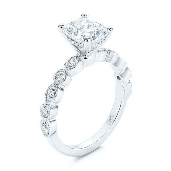 14k White Gold 14k White Gold Diamond Engagement Ring - Three-Quarter View -  106438